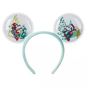 Mickey and Minnie Christmas Snow Globe Ears NWT